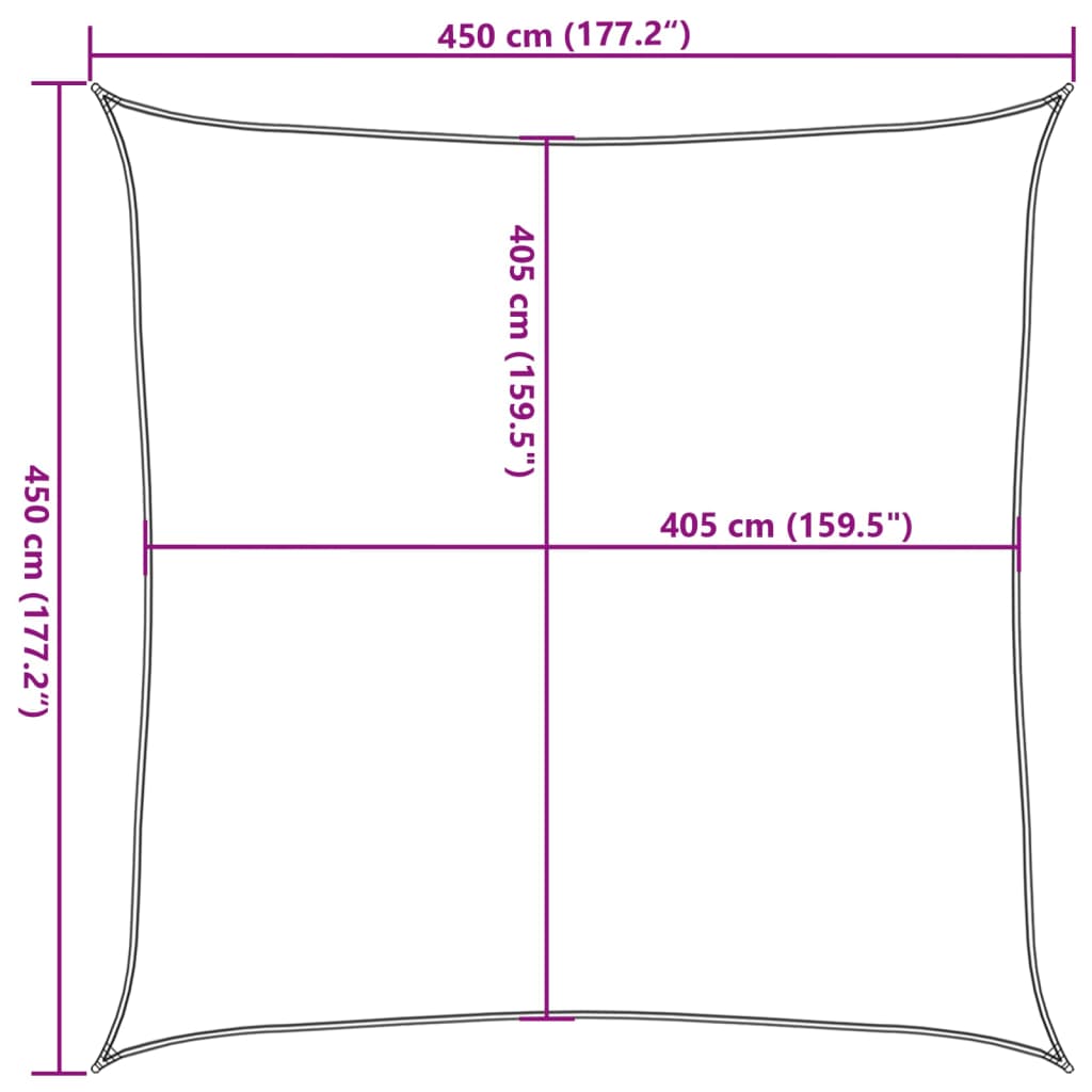 vidaXL Πανί Σκίασης Τετράγωνο Κίτρινο 4,5x4,5 μ. από HDPE 160 γρ./μ²