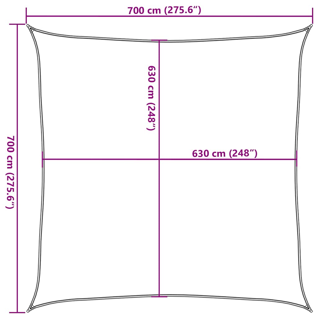 vidaXL Πανί Σκίασης Τετράγωνο Πορτοκαλί 160 γρ./μ² 7x7 μ. HDPE