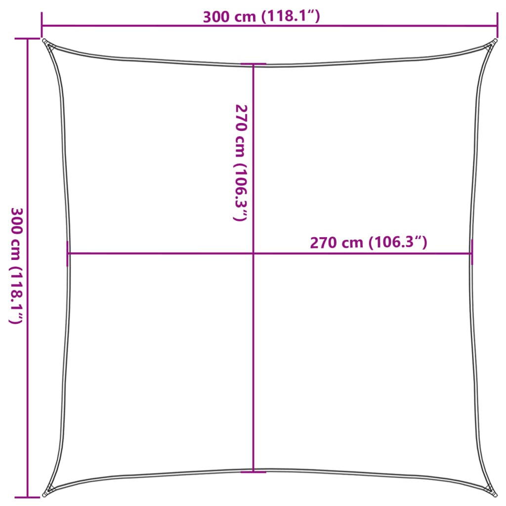 vidaXL Πανί Σκίασης Μαύρο 3 x 3 μ. από HDPE 160 γρ./μ²
