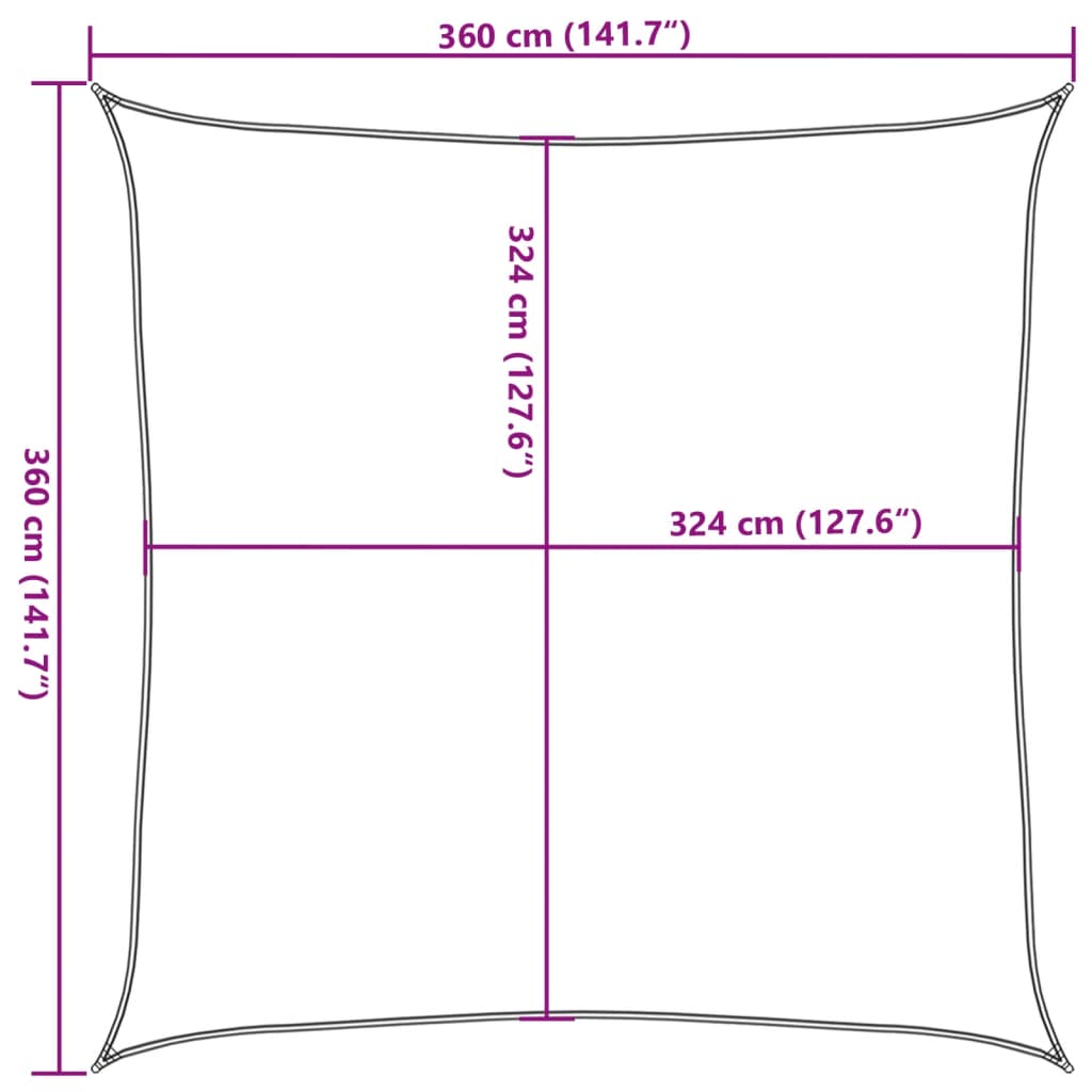 vidaXL Πανί Σκίασης Μαύρο 3,6 x 3,6 μ. από HDPE 160 γρ./μ²
