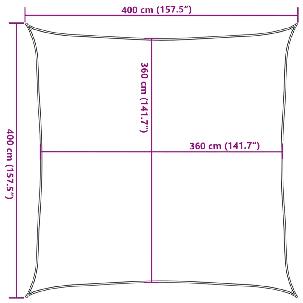 vidaXL Πανί Σκίασης Μαύρο 4 x 4 μ. από HDPE 160 γρ./μ²