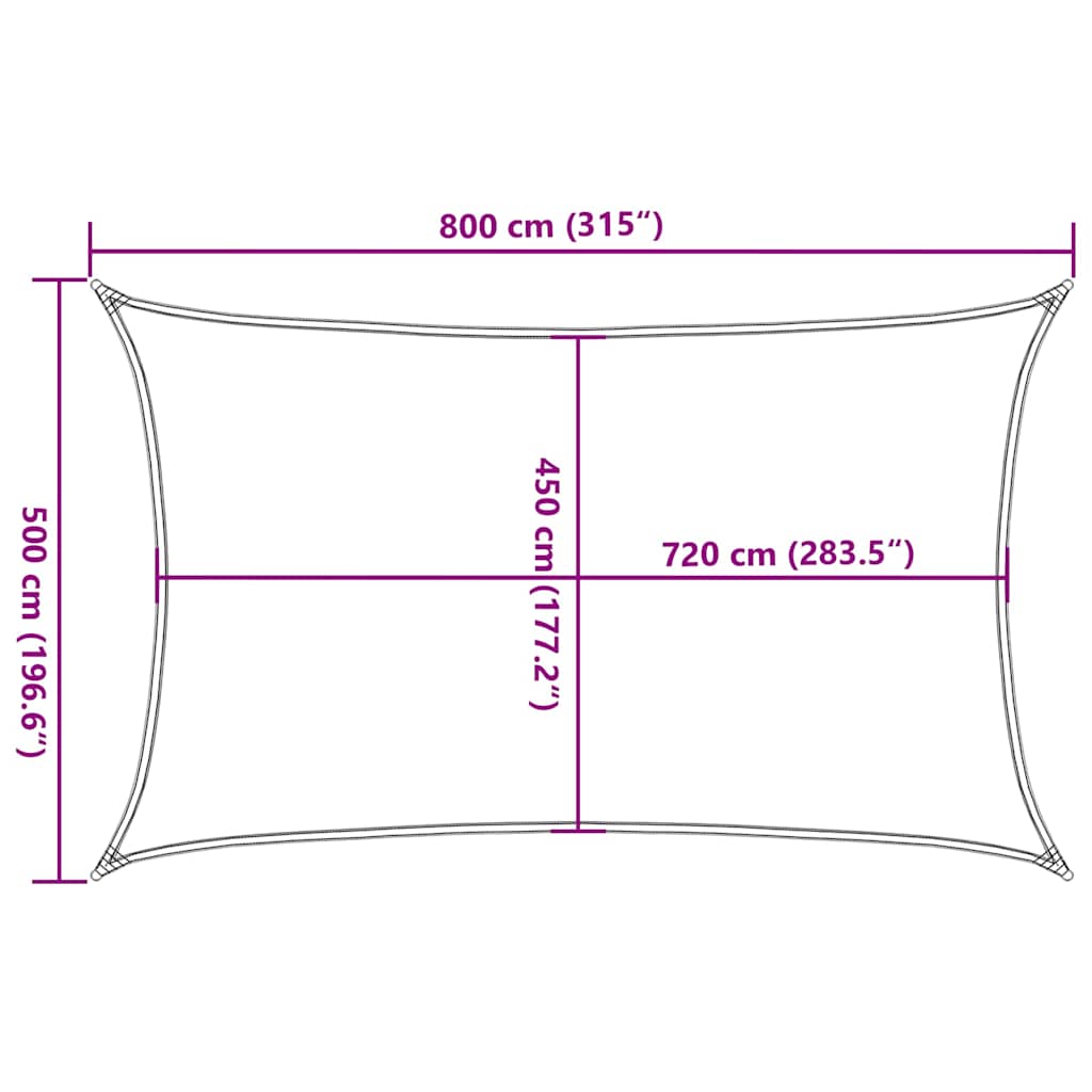 vidaXL Πανί Σκίασης Μαύρο 5 x 8 μ. από HDPE 160 γρ/μ²