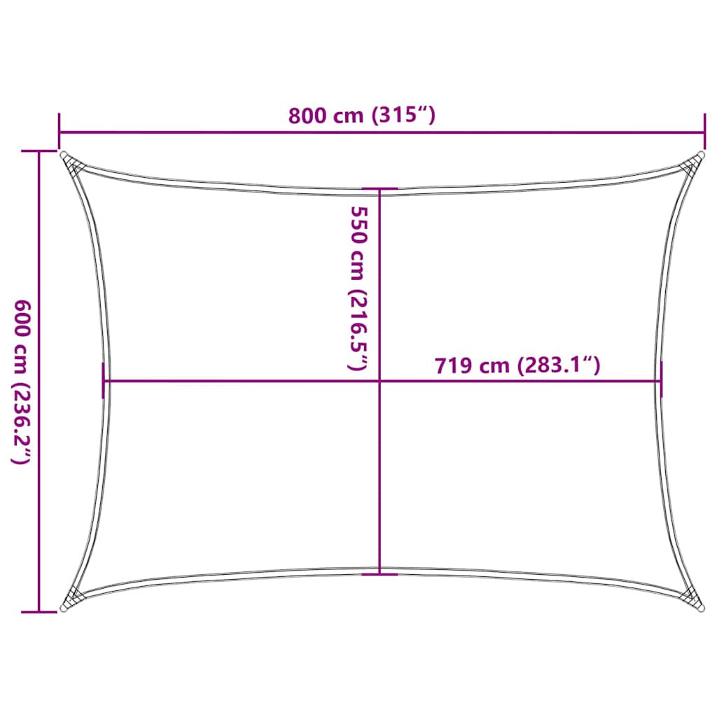 vidaXL Πανί Σκίασης Ορθογώνιο Μαύρο 6x8 μ. HDPE 160 γρ./μ²
