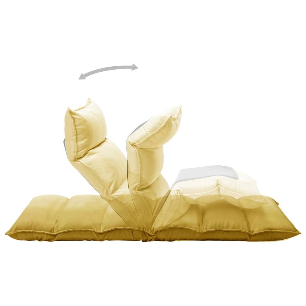 vidaXL Καρέκλα Δαπέδου Πτυσσόμενη Κίτρινο Μουσταρδί Υφασμάτινη