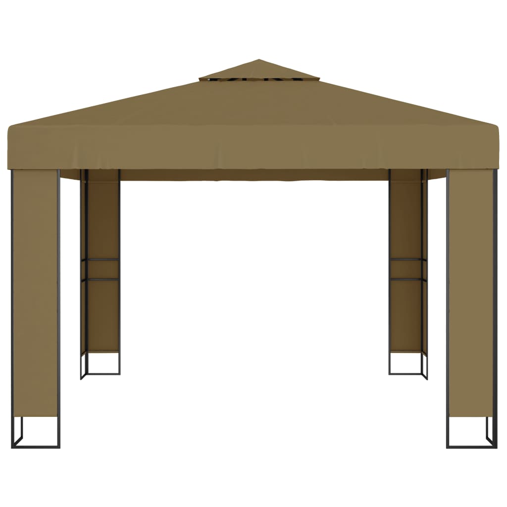 vidaXL Κιόσκι με Διπλή Οροφή Taupe 3 x 3 x 2,7 μ. 180 γρ/μ²