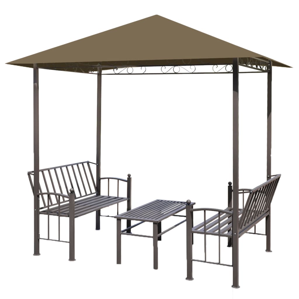 vidaXL Κιόσκι Κήπου Τραπέζι & Παγκάκια Taupe 2,5x1,5x2,4μ. 180 γρ./μ²