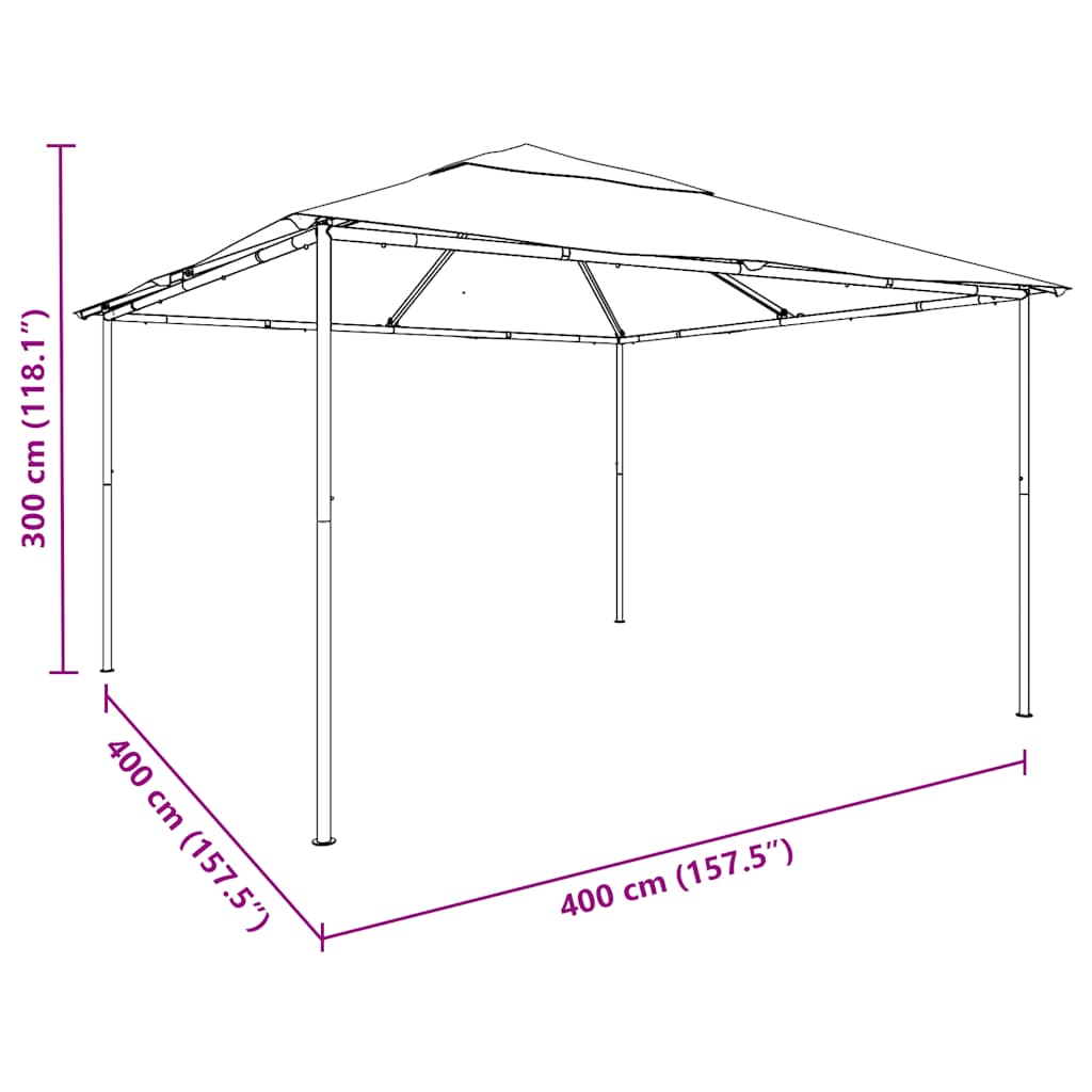 vidaXL Κιόσκι Λευκό 4 x 4 x 3 μ. 180 γρ./μ²