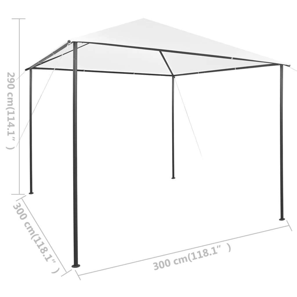 vidaXL Κιόσκι Λευκό 3 x 3 x 2,9 μ. 180 γρ./μ²