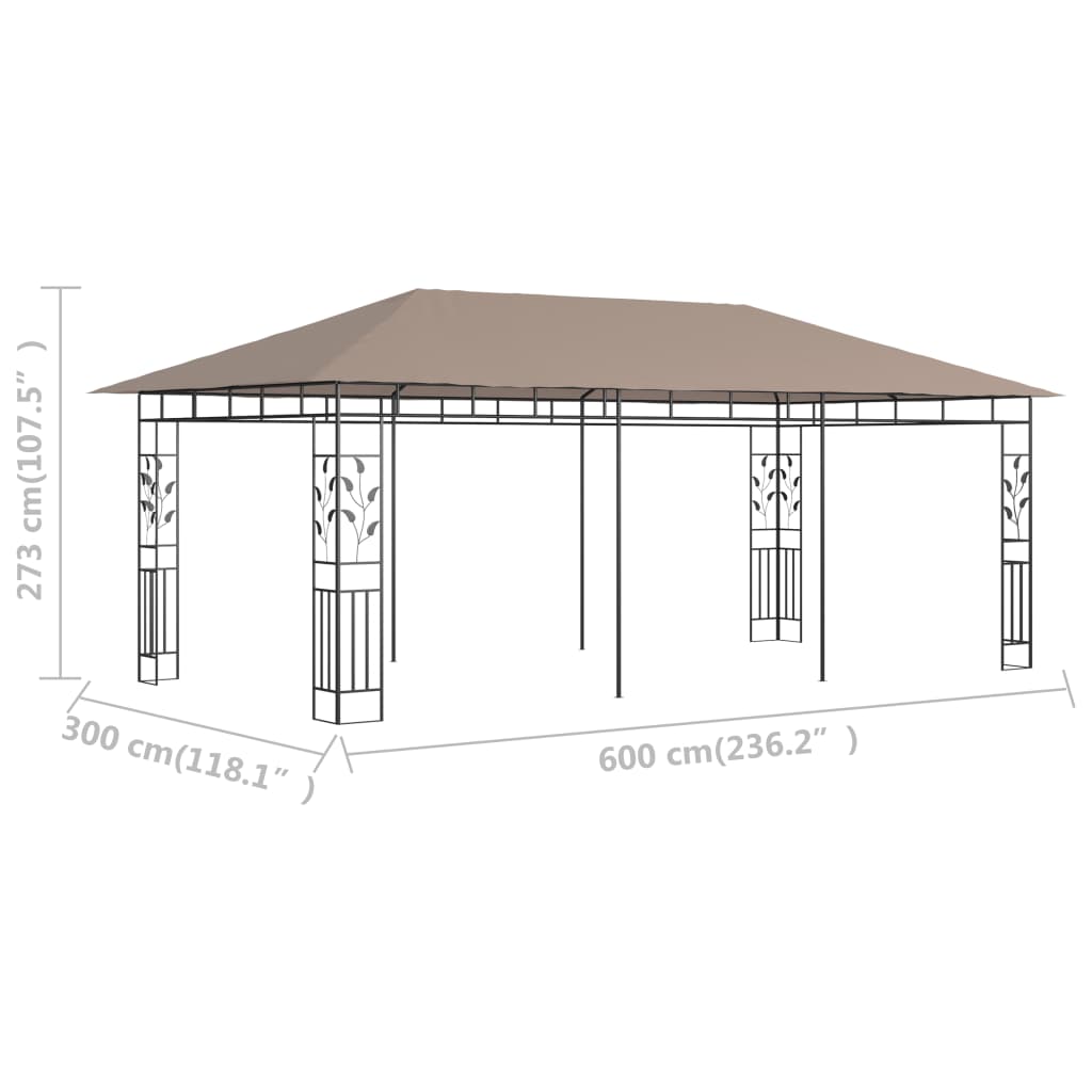 vidaXL Κιόσκι με Αντικουνουπικό Δίχτυ Taupe 6x3x2,73 μ. / 180 γρ./μ²