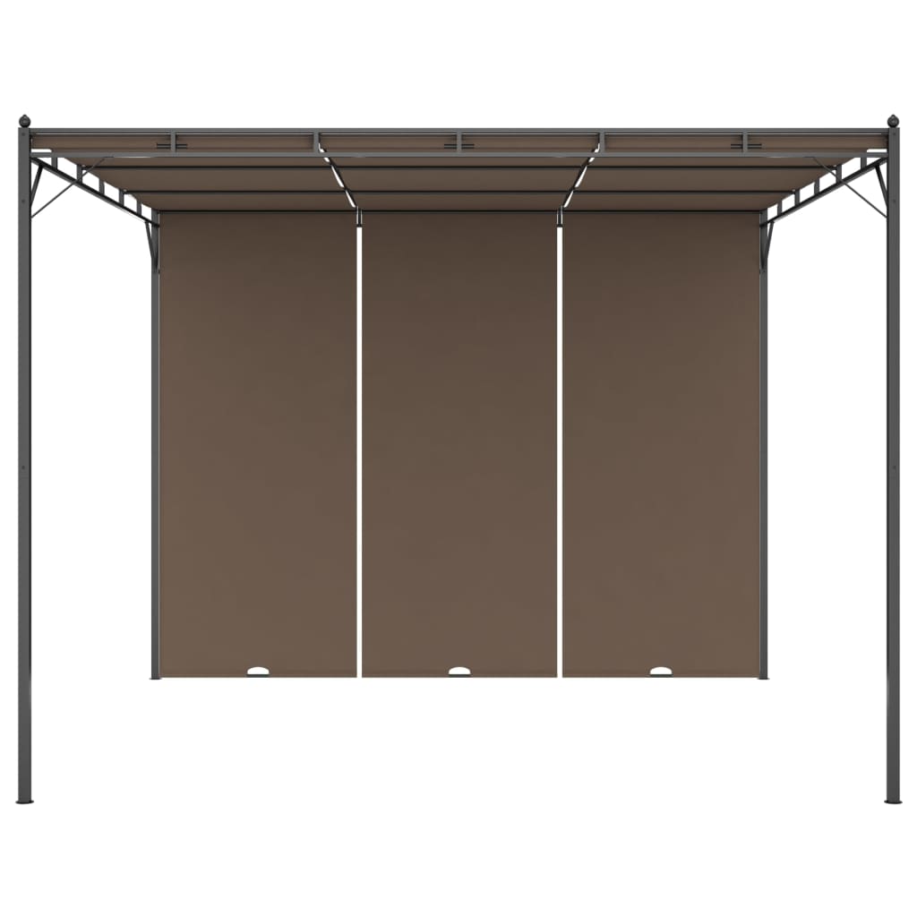 vidaXL Κιόσκι Κήπου Taupe 3 x 3 x 2,25 μ. με Πλαϊνή Κουρτίνα