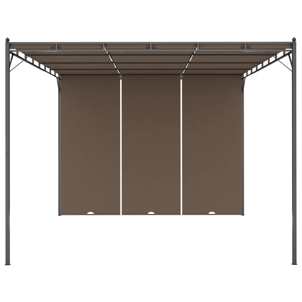 vidaXL Κιόσκι Κήπου Taupe 4 x 3 x 2,25 μ. με Πλαϊνή Κουρτίνα