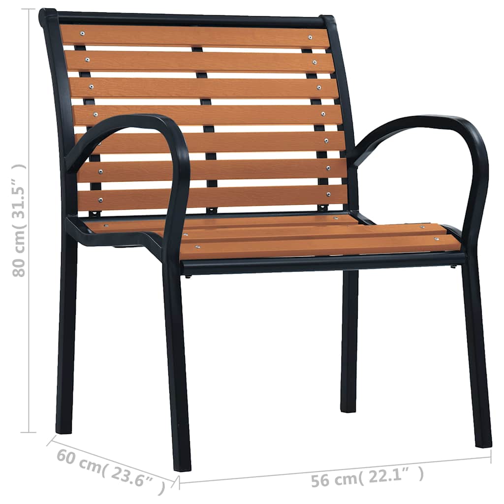 vidaXL Καρέκλες Κήπου 2 τεμ. Μαύρο / Καφέ από Ατσάλι / WPC