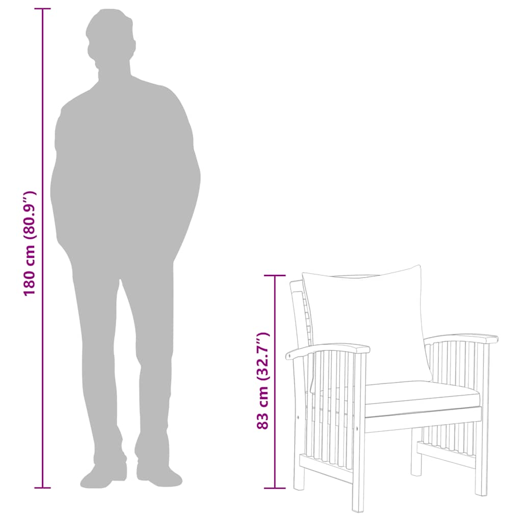 vidaXL Καρέκλες Κήπου 2 τεμ. από Μασίφ Ξύλο Ακακίας με Μαξιλάρια