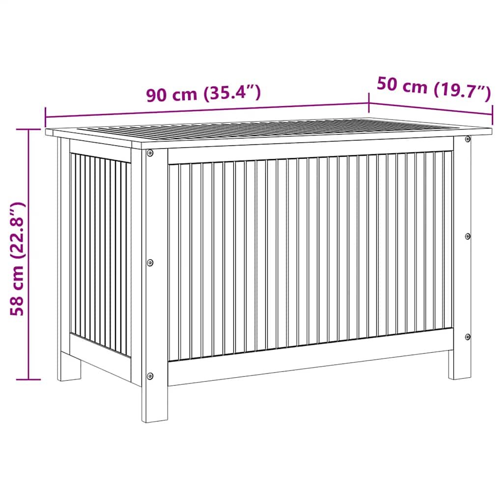 vidaXL Μπαούλο Αποθήκευσης Κήπου 90x50x58 εκ. από Μασίφ Ξύλο Ακακίας
