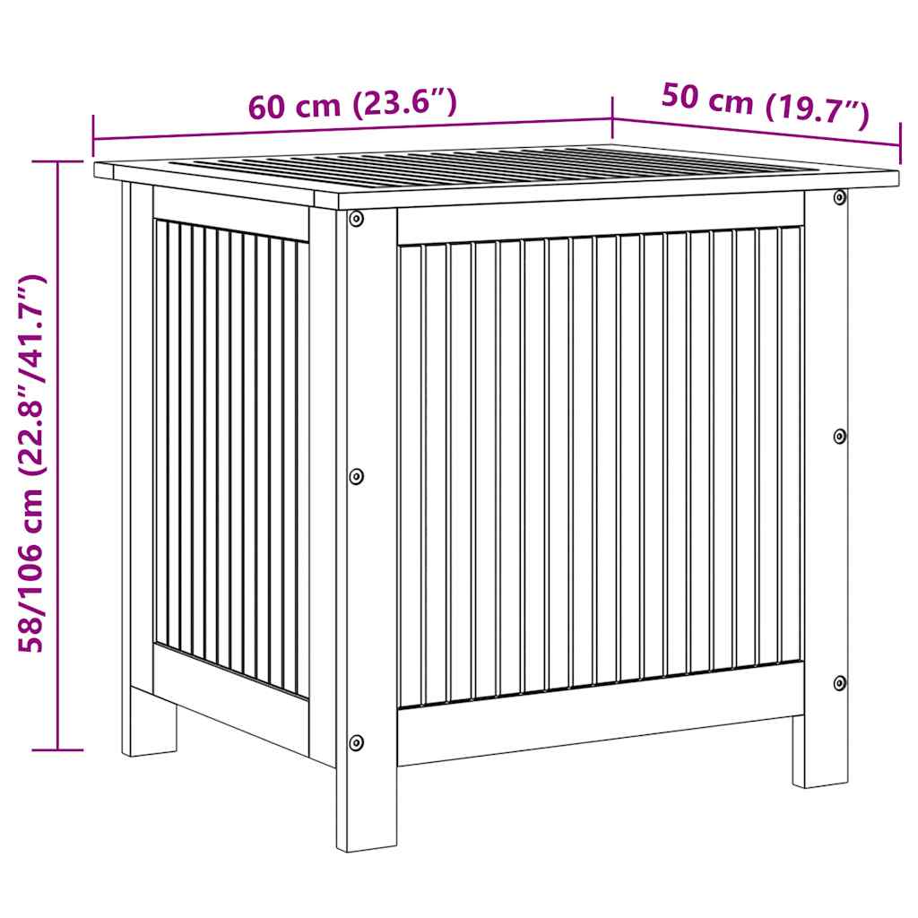 vidaXL Μπαούλο Αποθήκευσης Κήπου 60x50x58 εκ. από Μασίφ Ξύλο Ακακίας