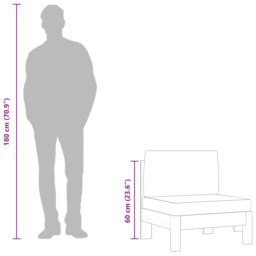vidaXL Καναπές Μεσαίος από Μασίφ Ξύλο Ακακίας με Λευκά Κρεμ Μαξιλάρια