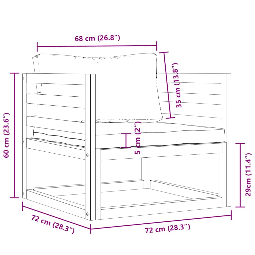 vidaXL Καρέκλα Κήπου από Μασίφ Ξύλο Ακακίας με Σκούρα Γκρι Μαξιλάρια