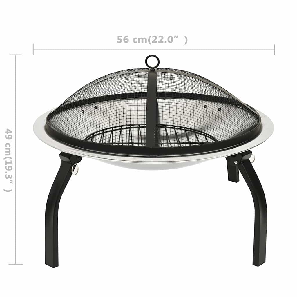 vidaXL Τζάκι Εξωτ. Χώρου/Ψησταριά 56x56x49 εκ. Αν. Ατσάλι & Σκαλιστήρι