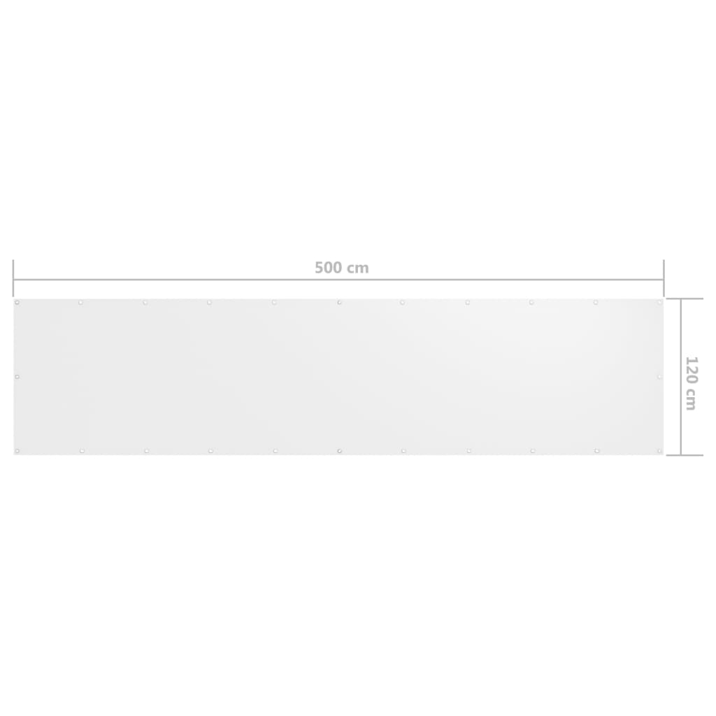vidaXL Διαχωριστικό Βεράντας Λευκό 120 x 500 εκ. Ύφασμα Oxford