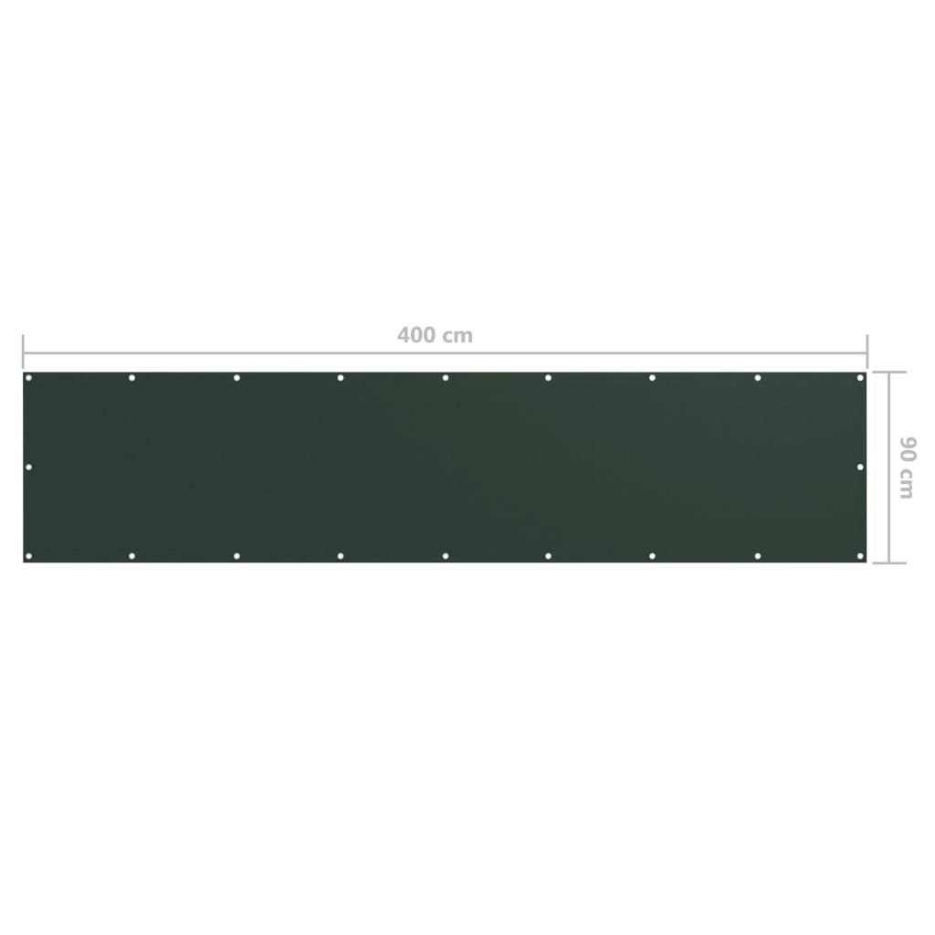 vidaXL Διαχωριστικό Βεράντας Σκούρο Πράσινο 90x400 εκ. Ύφασμα Oxford