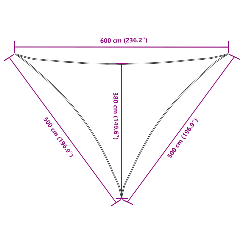 vidaXL Πανί Σκίασης Τρίγωνο Καφέ 5 x 5 x 6 μ. από Ύφασμα Oxford