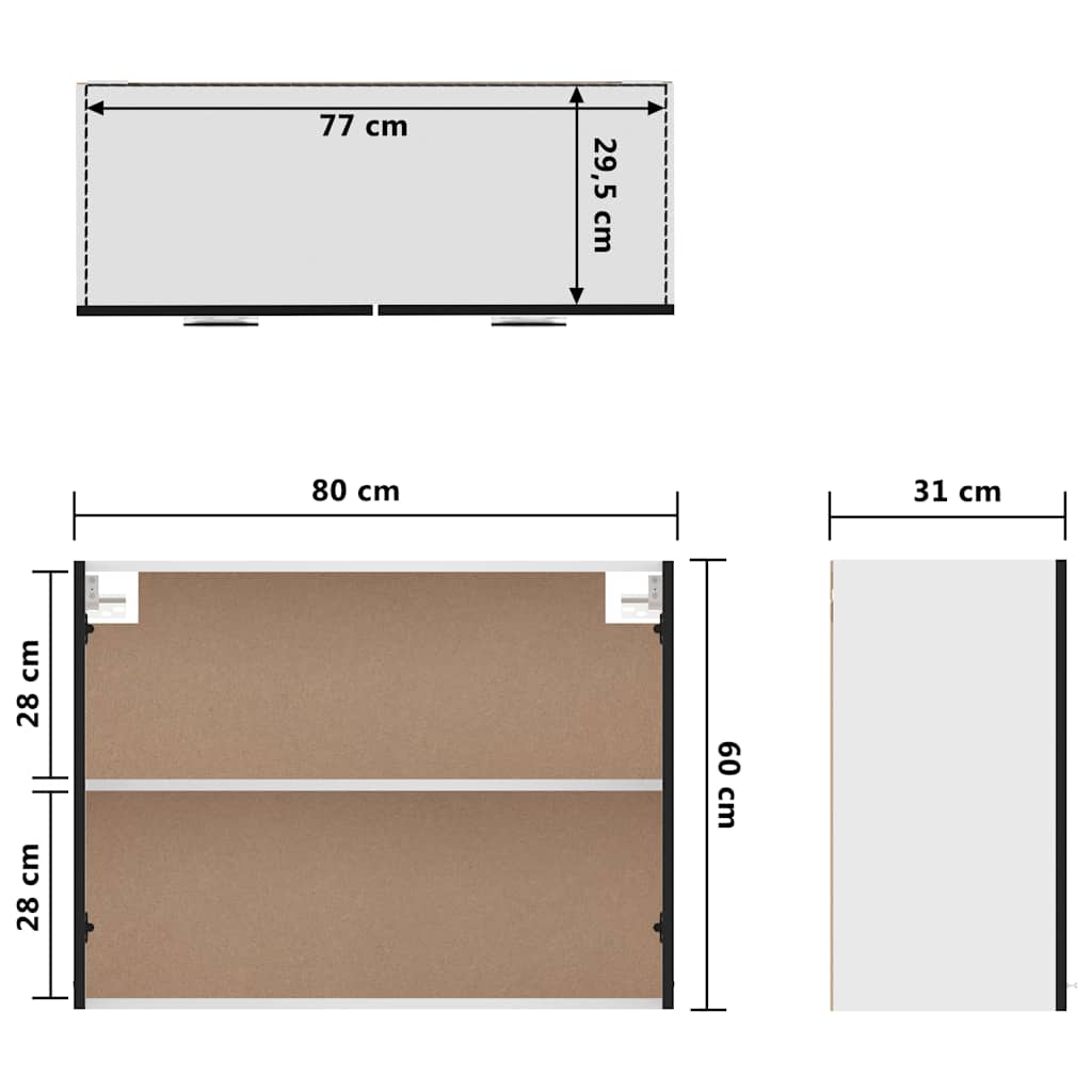 vidaXL Κρεμαστό Ντουλάπι "Lyon" Μαύρο 80x31x60 εκ. από Τεχνητό Ξύλο