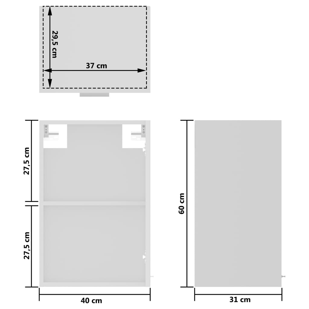 vidaXL Κρεμαστό Γυάλινο Ντουλάπι "Lyon" Λευκό 40x31x60 εκ. από Τεχνητό Ξύλο