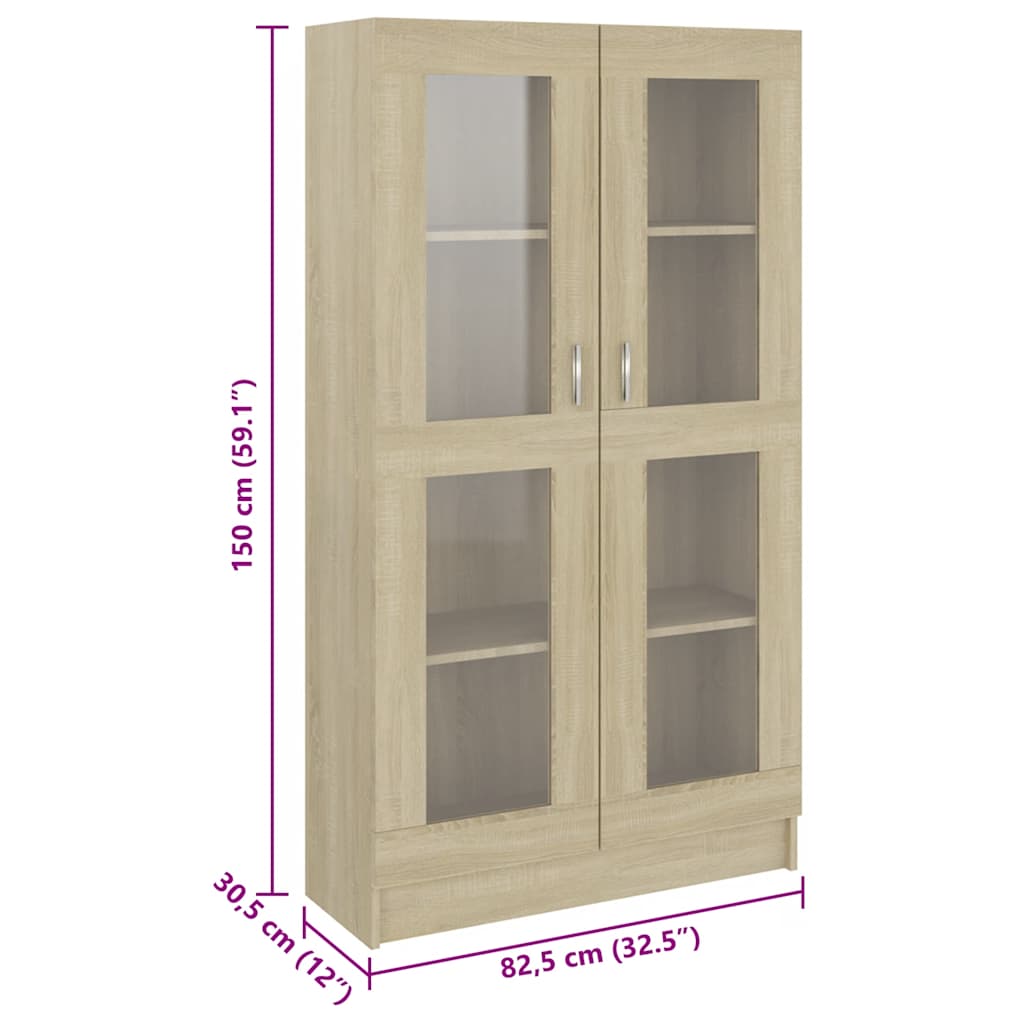 vidaXL Βιτρίνα Χρώμα Sonoma Δρυς 82,5 x 30,5 x 150 εκ. Επεξ. Ξύλο