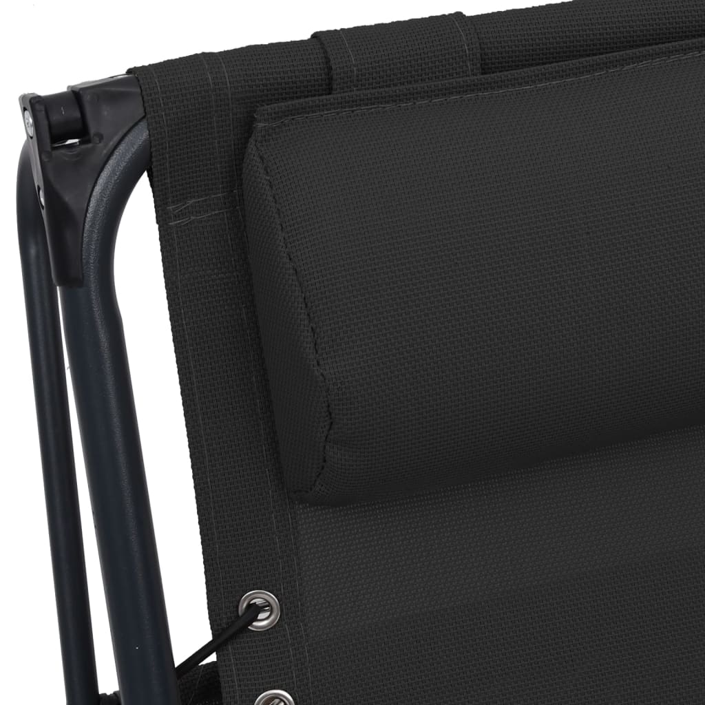 vidaXL Καρέκλες Εξ. Χώρου Πτυσσόμενες 2 τεμ. Μαύρες από Textilene