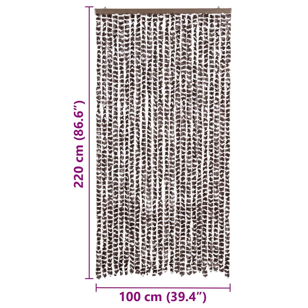 vidaXL Σήτα - Κουρτίνα Πόρτας Καφέ / Λευκό 100 x 220 εκ. από Σενίλ