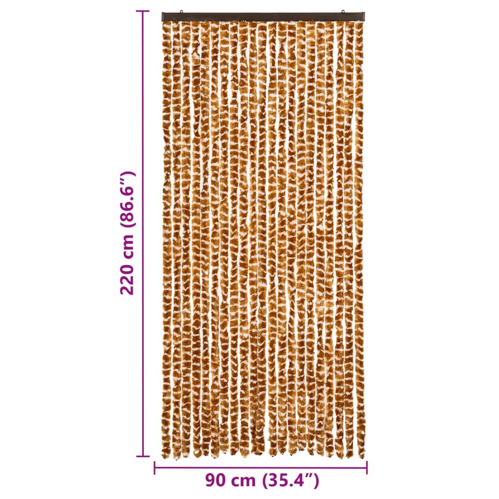 vidaXL Σήτα - Κουρτίνα Πόρτας Ώχρα / Λευκό 90 x 220 εκ. από Σενίλ