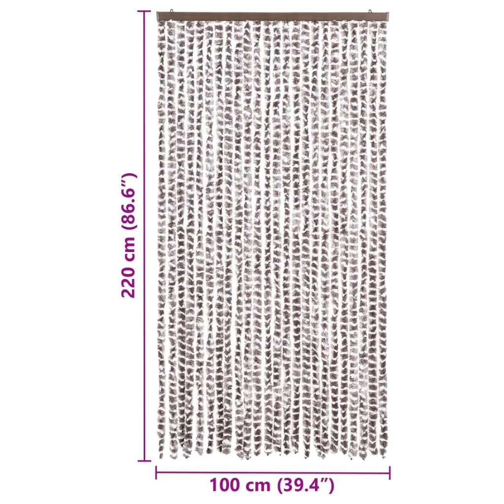 vidaXL Σήτα - Κουρτίνα Πόρτας Taupe / Λευκό 100 x 220 εκ. από Σενίλ