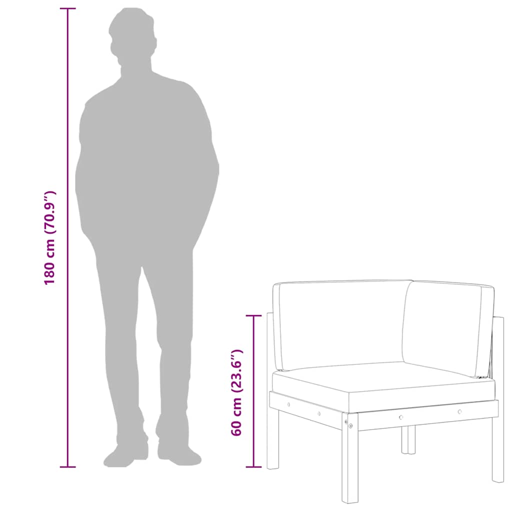 vidaXL Καναπέδες Κήπου Γωνιακοί 2 τεμ. Μασίφ Ξύλο Ακακίας με Μαξιλάρια