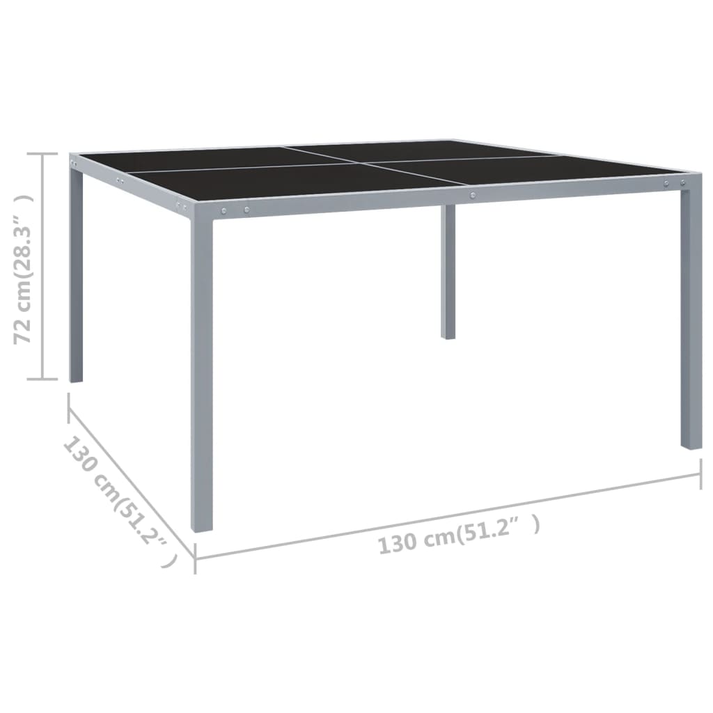 vidaXL Τραπέζι Κήπου Γκρι 130 x 130 x 72 εκ. από Ατσάλι και Γυαλί