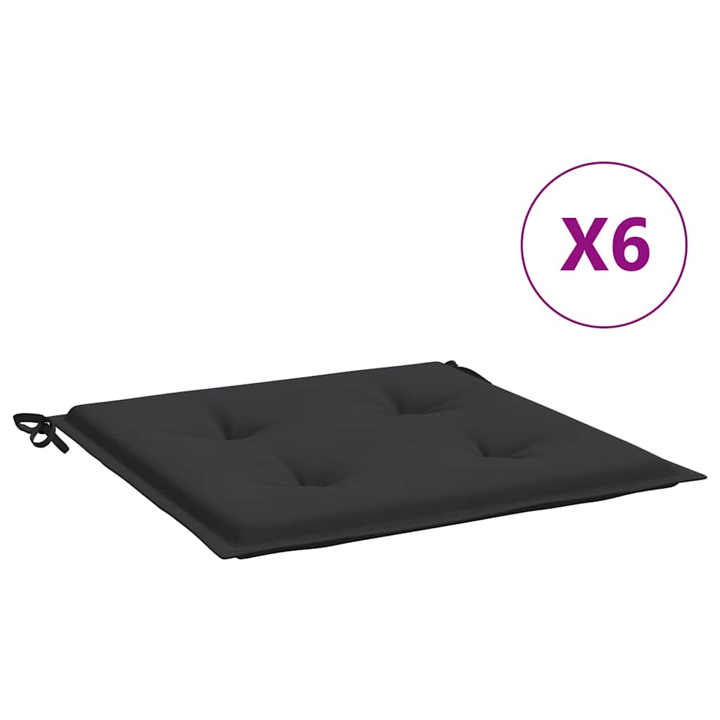 vidaXL Μαξιλάρια Καρέκλας Κήπου 6 τεμ. Μαύρα 40x40x4 εκ. Υφασμάτινα