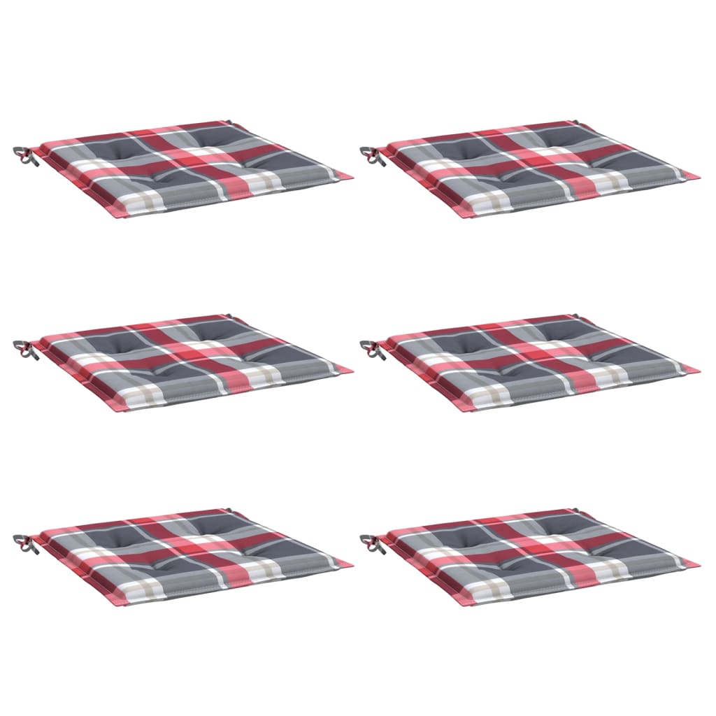 vidaXL Μαξιλάρια Καρέκλας 6τεμ Κόκκινο Καρό 40x40x3εκ. Ύφασμα Oxford