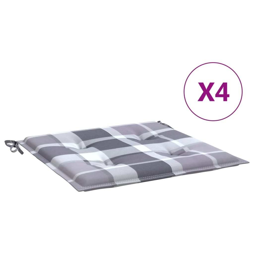 vidaXL Μαξιλάρια Καρέκλας 4τεμ Γκρι Καρό 40x40x3εκ. Ύφασμα Oxford