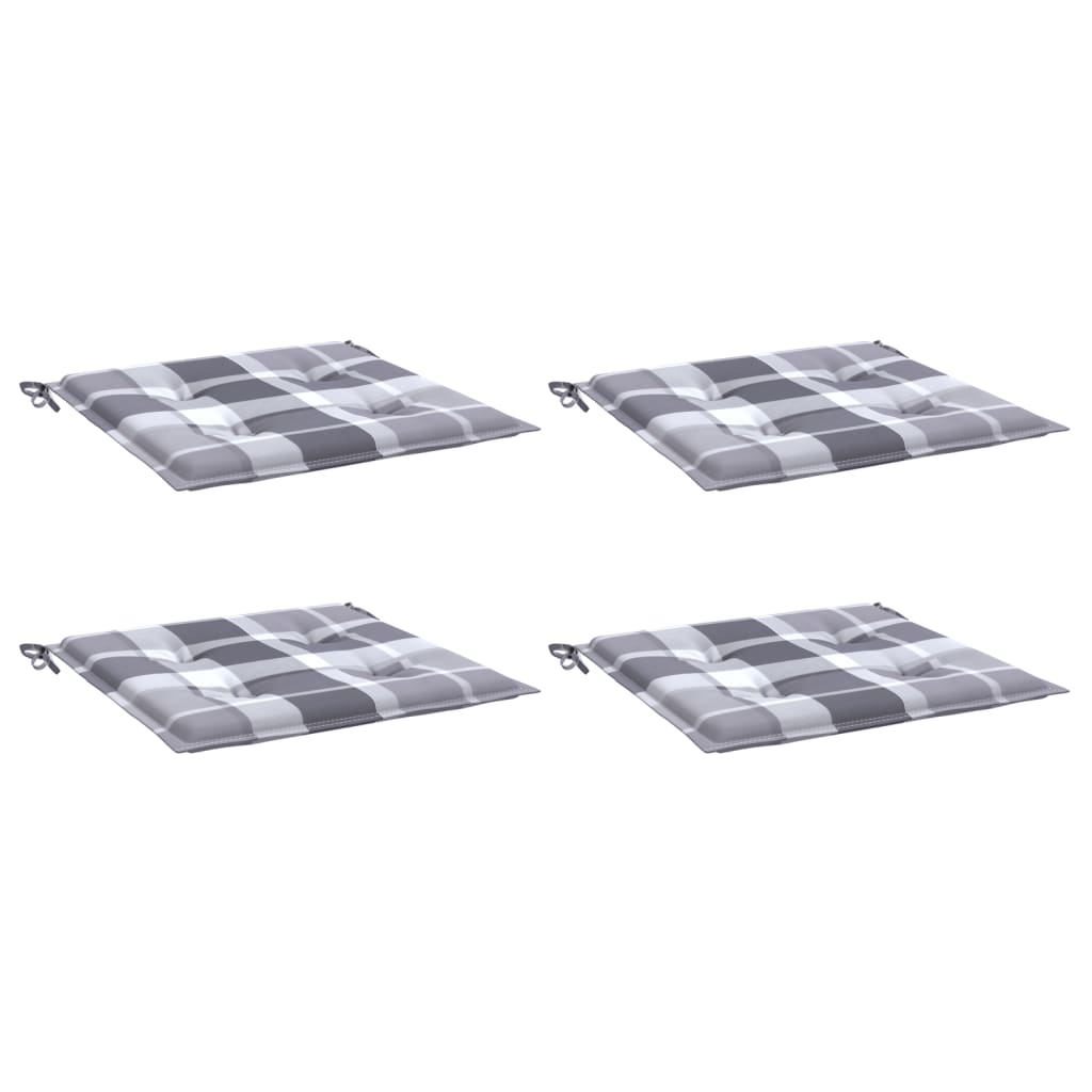 vidaXL Μαξιλάρια Καρέκλας 4τεμ Γκρι Καρό 40x40x3εκ. Ύφασμα Oxford