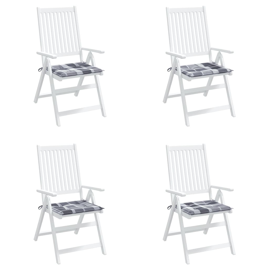 vidaXL Μαξιλάρια Καρέκλας 4τεμ Γκρι Καρό 40x40x3εκ. Ύφασμα Oxford