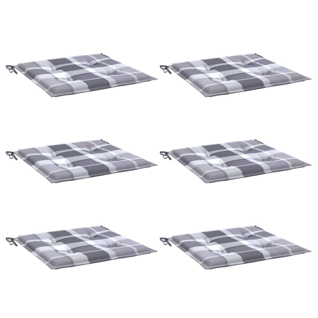 vidaXL Μαξιλάρια Καρέκλας 6τεμ Γκρι Καρό 40x40x3εκ. Ύφασμα Oxford