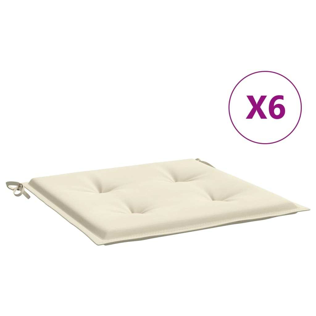 vidaXL Μαξιλάρια Καρέκλας Κήπου 6 τεμ. Κρεμ 50x50x3 εκ. Ύφασμα Oxford