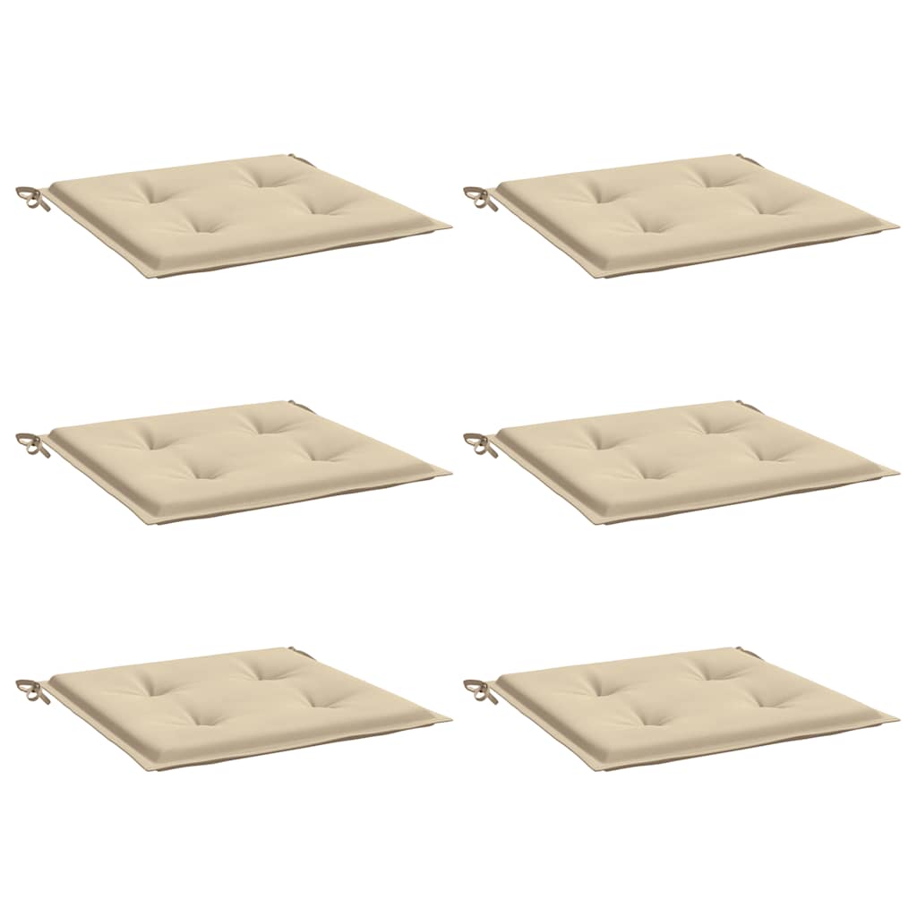 vidaXL Μαξιλάρια Καρέκλας Κήπου 6 τεμ. Μπεζ 50x50x4 εκ. Ύφασμα Oxford