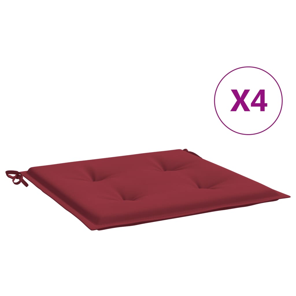 vidaXL Μαξιλάρια Καρέκλας Κήπου 4τεμ Μπορντό 50x50x3 εκ. Oxford Ύφασμα