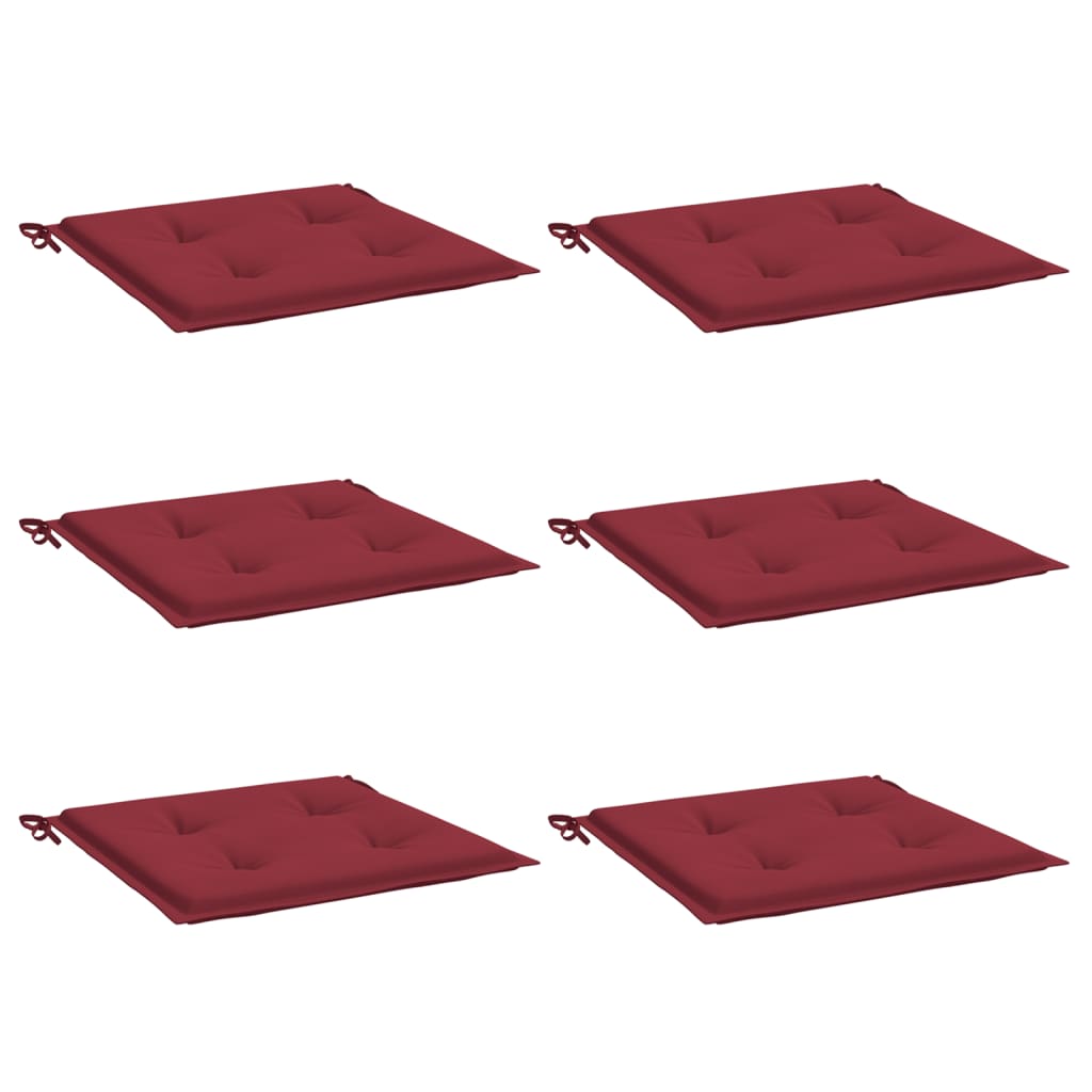 vidaXL Μαξιλάρια Καρέκλας Κήπου 6τεμ Μπορντό 50x50x3 εκ. Oxford Ύφασμα