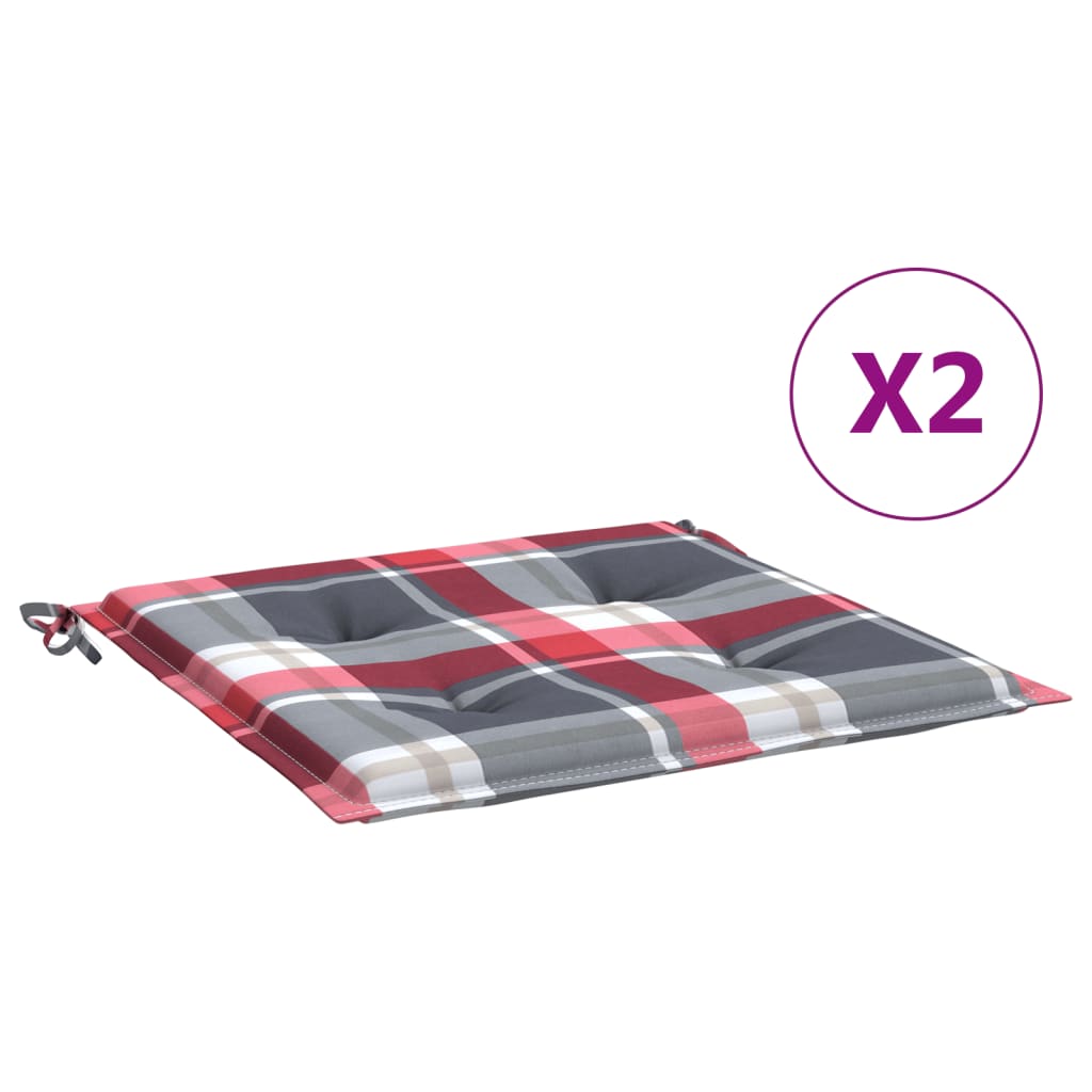 vidaXL Μαξιλάρια Καρέκλας 2 τεμ Κόκκινο Καρό 50x50x3 εκ. Ύφασμα Oxford