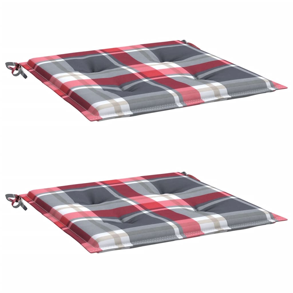 vidaXL Μαξιλάρια Καρέκλας 2 τεμ Κόκκινο Καρό 50x50x3 εκ. Ύφασμα Oxford