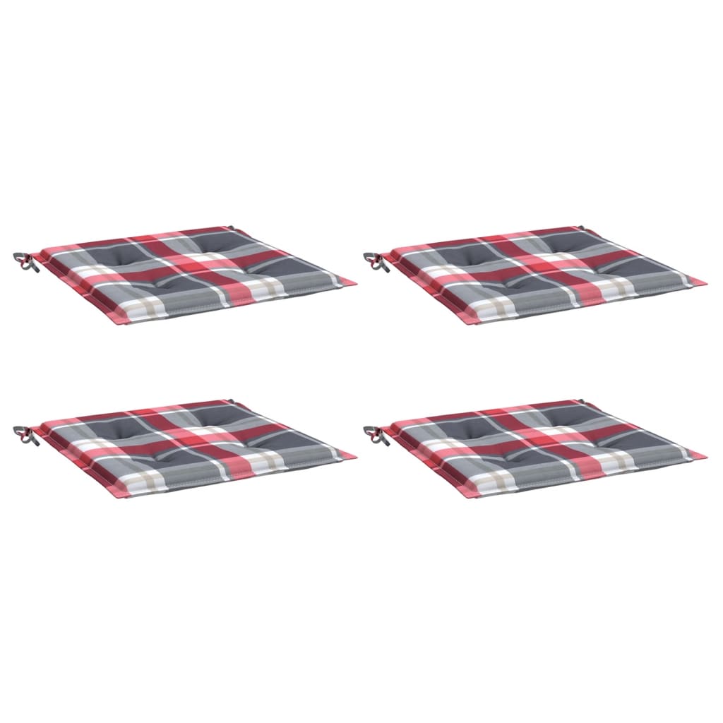 vidaXL Μαξιλάρια Καρέκλας 4 τεμ Κόκκινο Καρό 50x50x3 εκ. Ύφασμα Oxford