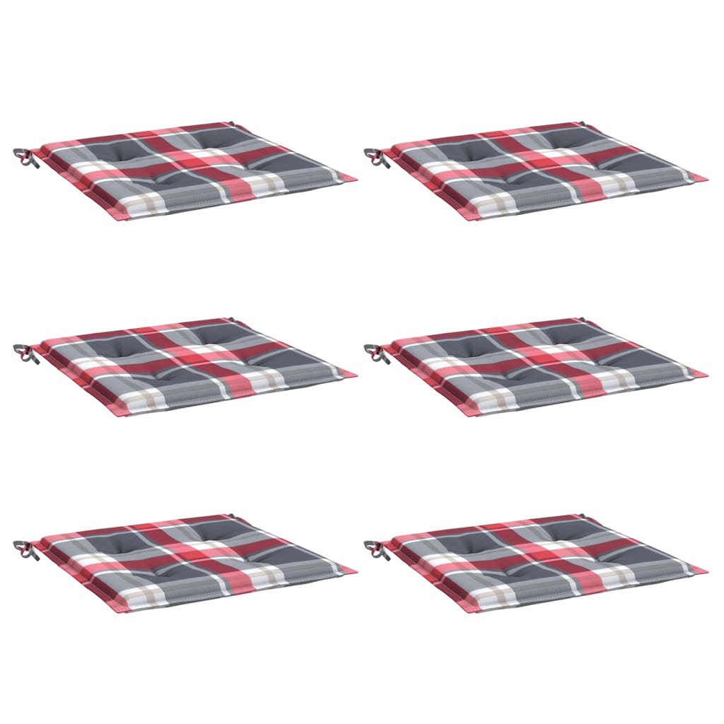 vidaXL Μαξιλάρια Καρέκλας 6τεμ Κόκκινο Καρό 50x50x3εκ. Ύφασμα Oxford