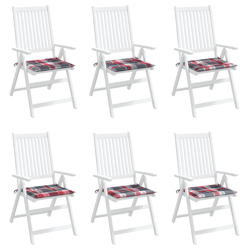 vidaXL Μαξιλάρια Καρέκλας 6τεμ Κόκκινο Καρό 50x50x3εκ. Ύφασμα Oxford