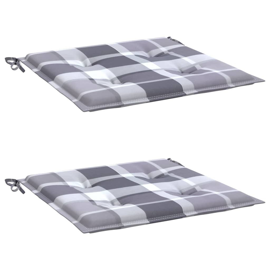 vidaXL Μαξιλάρια Καρέκλας 2τεμ Γκρι Καρό 50x50x3εκ. Ύφασμα Oxford